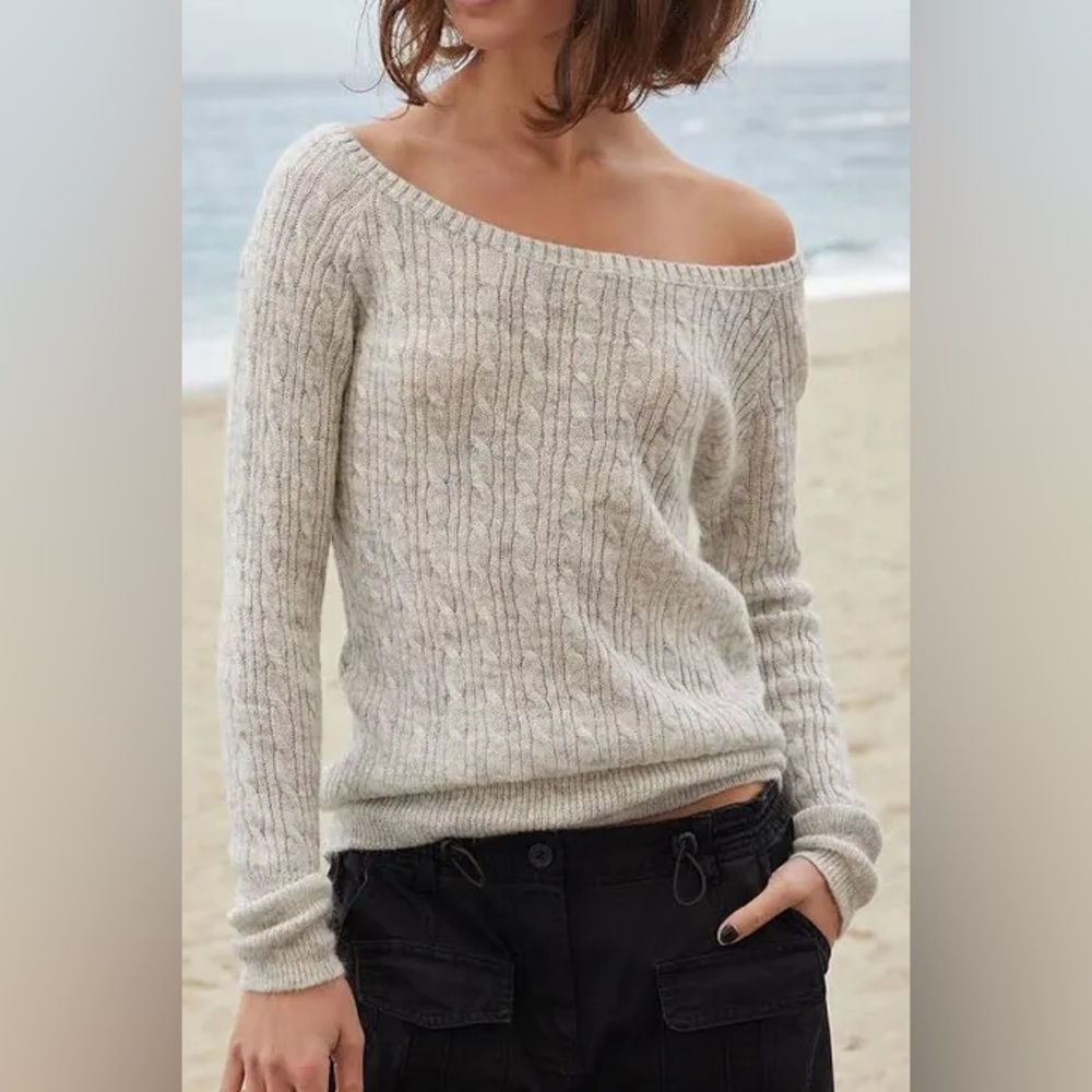 NWOT John Galt Off the Shoulder Cable Knit Sweater